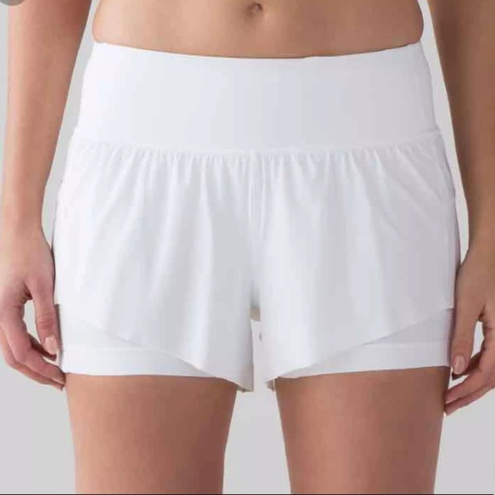 White Lululemon Squad Goals Shorts